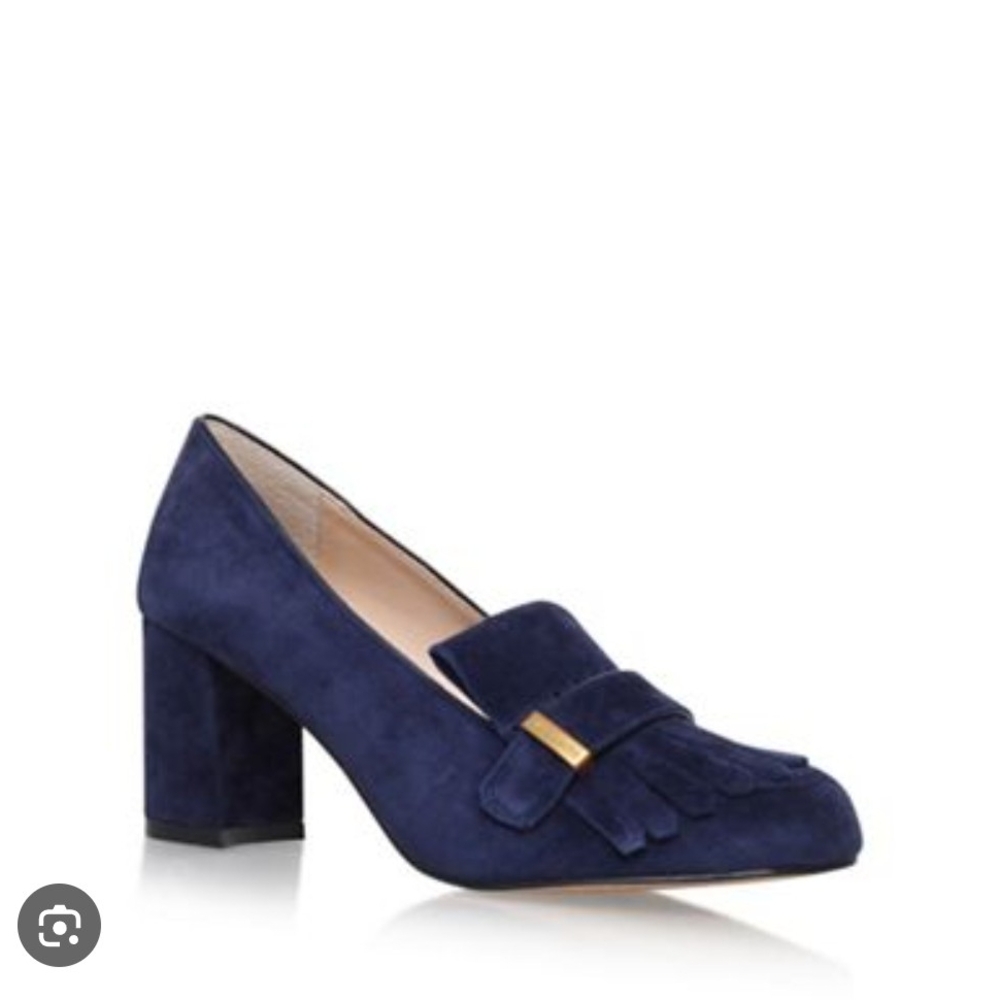 Vince Camuto Navy Block Heel Loafers